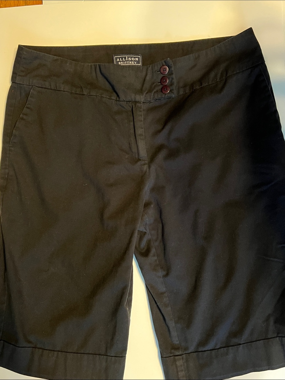 Allison Brittney Black Bermuda Short with Front Button Detail